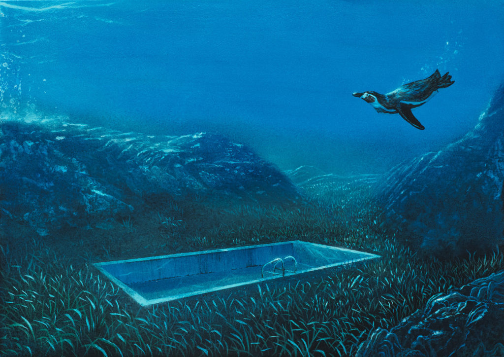 Naoya Inose, Should I fly？ , 2021, acrylic and oil on panel, 29.7 x 42 cm ©THE CLUB